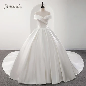 MEJOR PROMO ❤️ Fansmile-Vestido De boda De satén brillante, para boda, De talla grande, personalizado, FSM-573T, 2020 - discount item 30% OFF Bodas y eventos