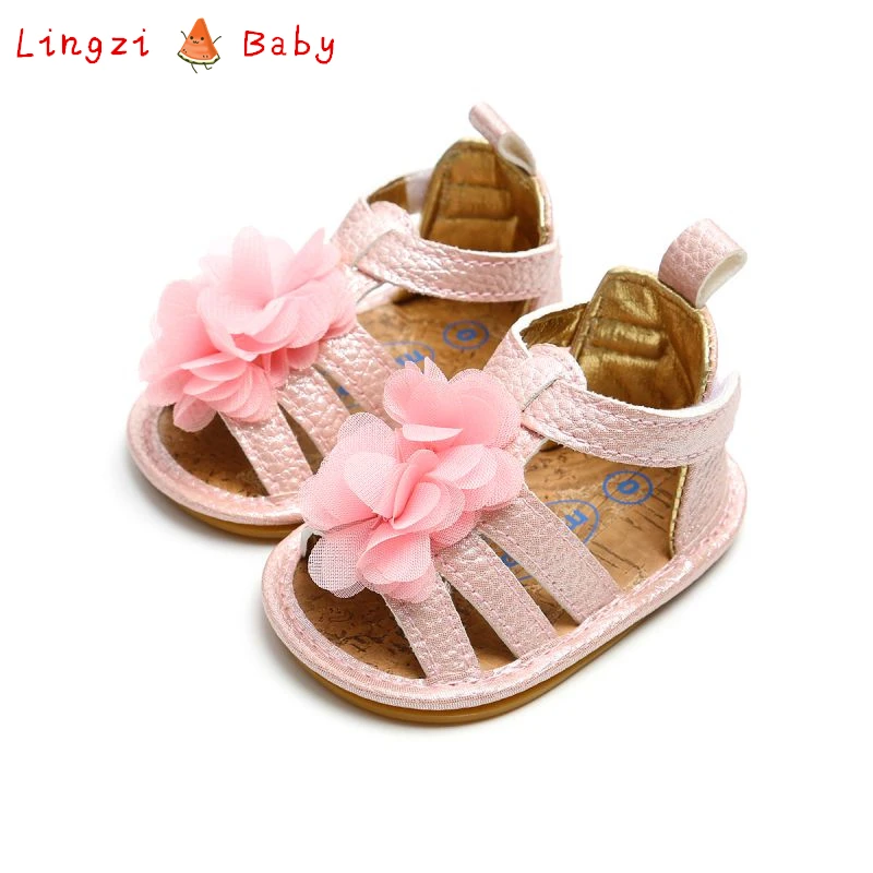 Обувь с цветочным узором для девочек новые летние сандалии для девочек 0-18 месяцев модные Нескользящие сандалии для новорожденных в римском стиле с цветочным принтом