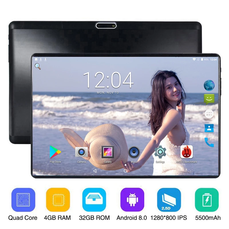 Новый 10,1 дюймовый оригинальный дизайн 3g 4G Телефонный звонок Android 8,0 Четырехъядерный 4G + 32G Android планшетный ПК WiFi Bluetooth gps ips планшеты 10
