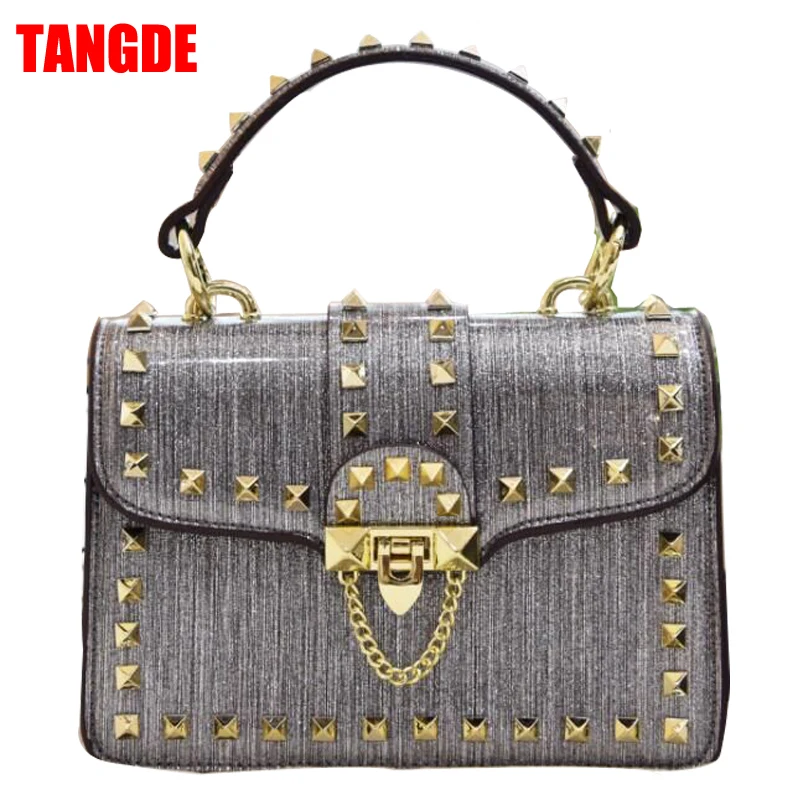 

2018 FASHION WOMAN TOTE RIVETS PATENT LEATHER HIGH QUALITY CROSSBODY BAGS DESIGNER CLUTCH SHOULDER BAGS