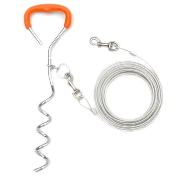 

Pet Supplies Tie out Cable Dog Stake Iron Galvanized Chrome Plated Traction Rope Tether System Ground Bolt Anchor