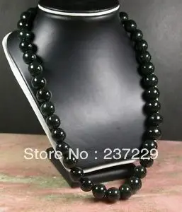 

Wholesale price FREE SHIPPING >>>>Chinese 100% Natural 12mm black Jade Bead s Necklace 24 inches