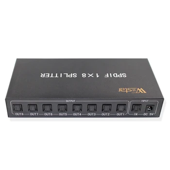 

New Style SPDIF/TOSLINK Digital Optical Audio Splitter 1x8 Audio Amplifier Support DTS/Dolby With Power Adapter Free Shipping