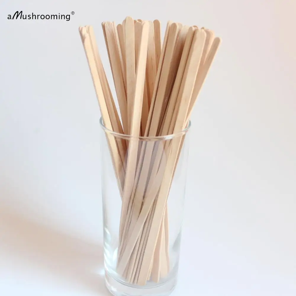 

100 Wooden Beverage Stirrers Hot Cocoa Coffee Stirrers Flat Wooden Lollipop Sticks Laser Engrave Customized Logo Available