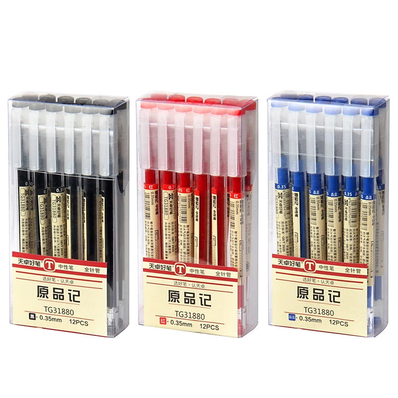 12Pcs/Lot Japanese Style 0.35mm Black Red Gel Ink Pen Maker School Office Supply 