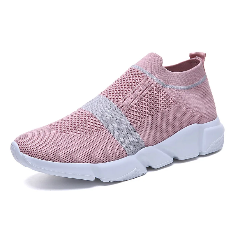 Трикотажные носки, кроссовки для женщин, дышащая обувь для бега Легкая спортивная обувь без застежки для фитнеса, Женская Повседневная Беговая обувь на плоской подошве - Цвет: 833  pink