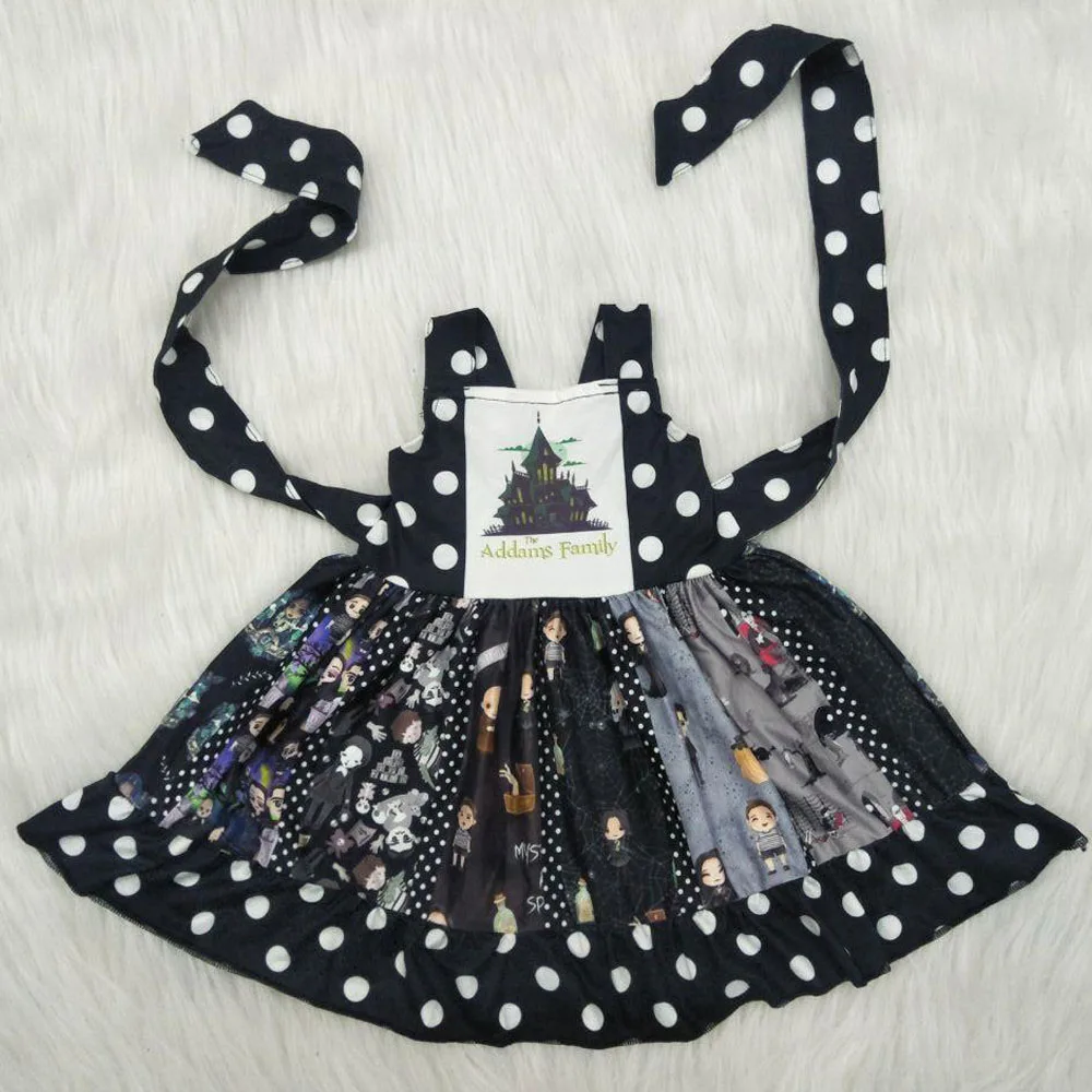 

Children's Wear 2019 latest design stitching sleeveless girl boutique set hot style Cute girl print pattern halloween
