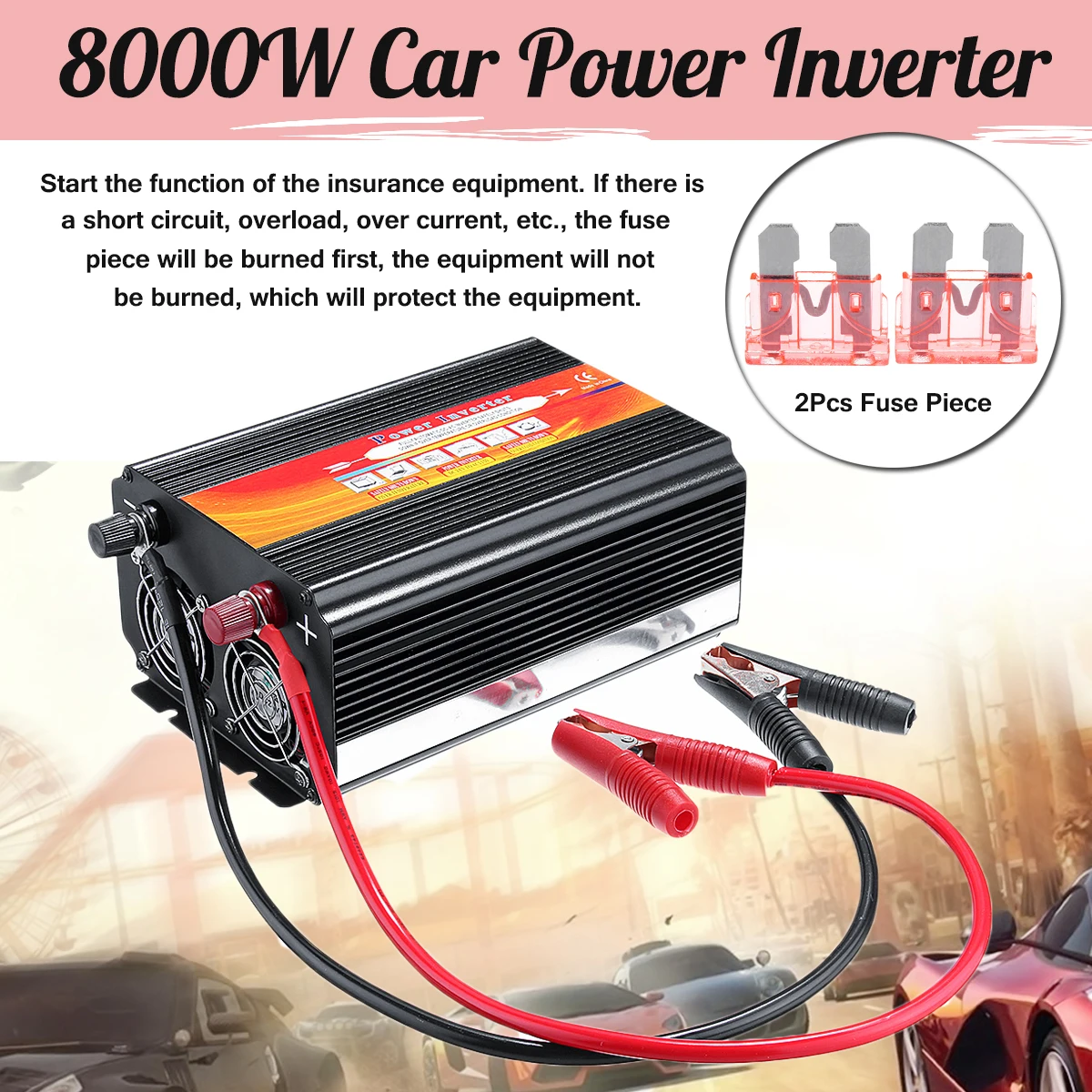 

Aluminum 12/24V To 220/110V P EAK 8000W Voltage Transformer Car Inverter Modified Sine Wave Converter Fuse Universal Intelligent