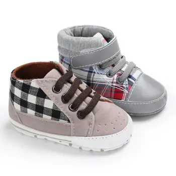 

2019 new high help low help 0-18M baby stitching lattice toddler shoesShoes Toddler BoysSoft Sole Crib Casual Shoes Anti-slip