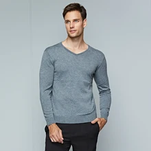 Для мужчин свитера для Демисезонный Для мужчин сплошной Цвет Длинные рукава свитер мужской тонкий v-образный вырез Бизнес свитер для повседневной носки Размеры м 3XL