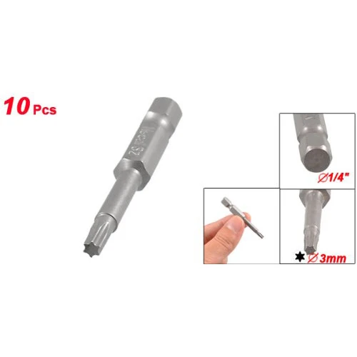 

10 Pcs 1/4" x 50mm x 4.5mm x 3mm T15 Magnetic Torx Screwdriver Bits