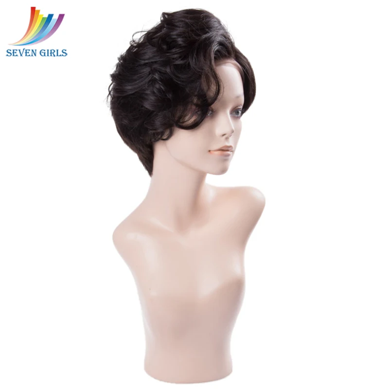 Sevengirls малазийские короткие парики боб влажные и волнистые девственные человеческие волосы полностью кружевные парики с натуральной линией волос для женщин
