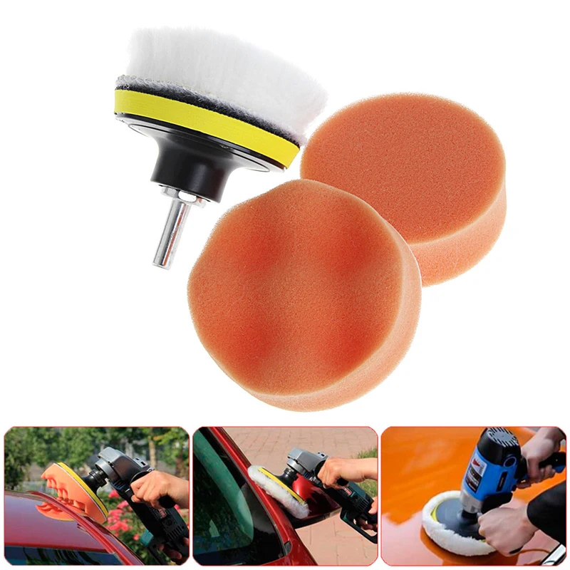 

5Pcs 3 Inch 80mm M10 Sponge Waxing Buffing Polishing Pad Kit with Drill Adapter