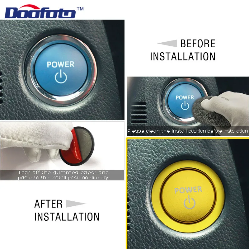 Doofoto Car Start Stop Engine Button Power Fit For Toyota Prius Corolla Avensis Vellifire Cover Ring Styling Sticker Accessories