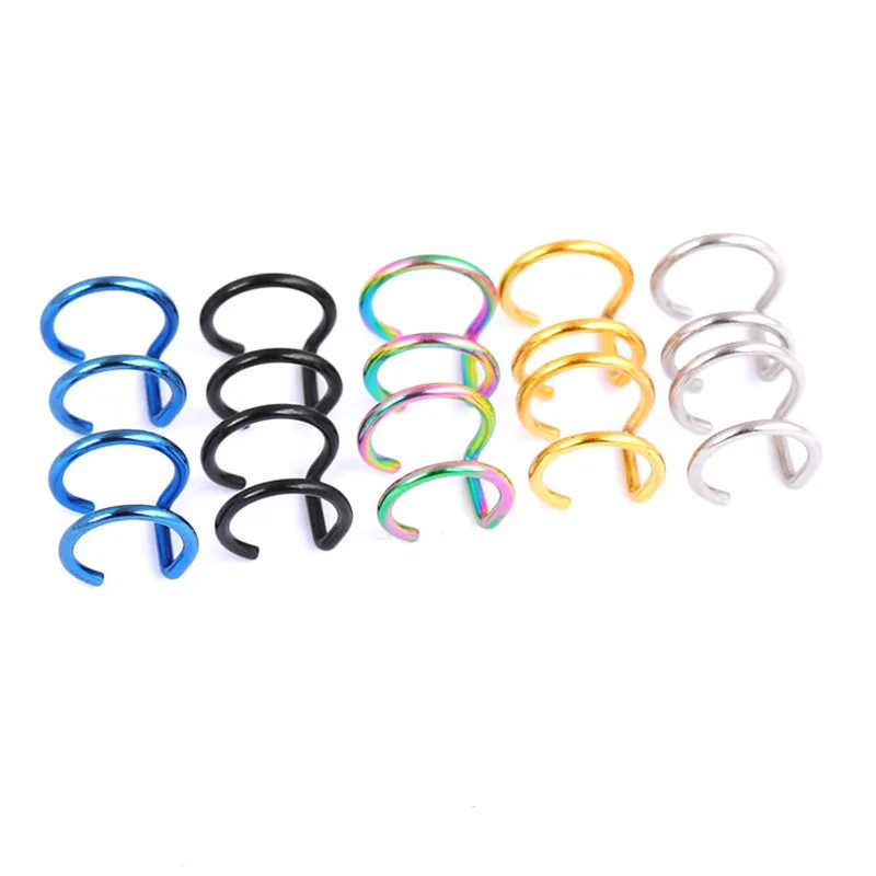 

Punk Ear Clip jewelery Simple Personality Stainless Steel Double C Cartilage Clip Earrings for Women Piercing Earrings Wholesale
