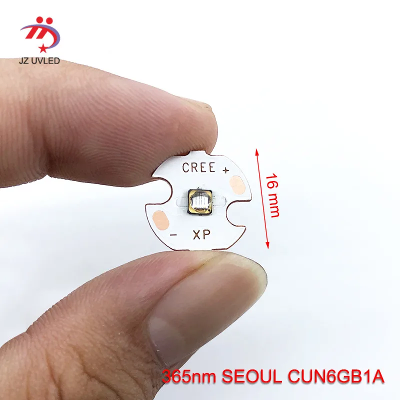 SEOUL Near UV LED-365nm CA3535 series CUN6GB1A beads for UV gel curing Fluorescence detection 16mm Flashlight copper substrate