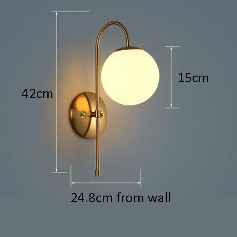 Modern Gold Wall Light White Glass Ball Wall Lamp Bedside Hotel Home Indoor Wall Lighting Fixture LED Creative Home Lights (6)