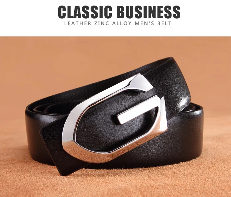 HooltPrinc NEW Smooth buckle men belt Cowhide leather fashion luxury high quality alloy length can be adjusted belts for men