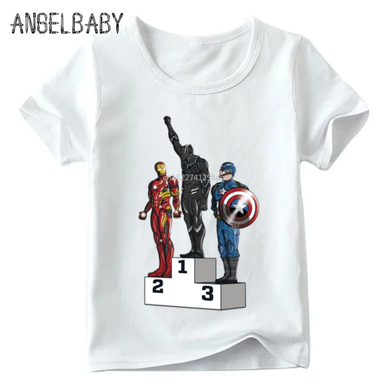 

Children Cartoon Black Panther Funny T shirt Baby Boys/Girls Cool Summer Tops Kids The Avengers Casual Clothes,HKP2250