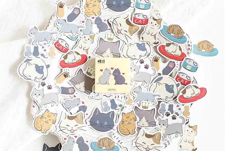 

S9- Cat dairy diy decorative stickers(1pack=45pieces)