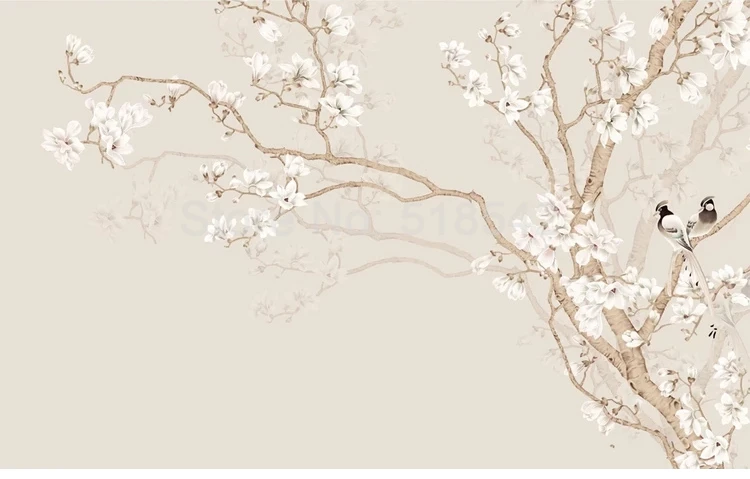 Decor, pintado à mão Magnolia Flower Bird, Modern Bird, Bedroom Photo