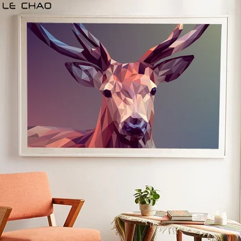

LECHAO Colour Animal Printings and Prints The Deer Posters Waterproof Canvas Painting Home Decor Unframed