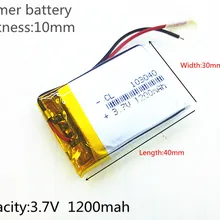 3,7 V 1200mAh 103040 литий-полимерная LiPo аккумуляторная батарея для Mp3 Mp4 PAD DVD DIY электронная книга bluetooth