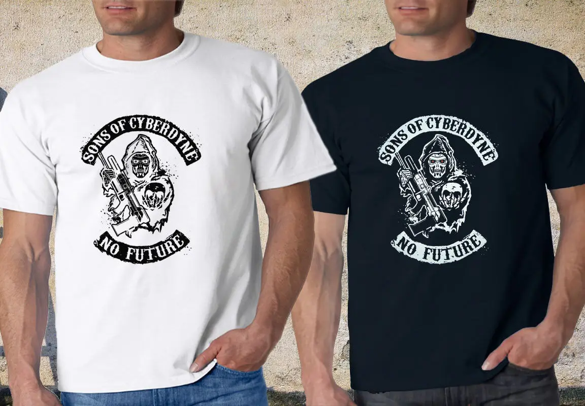 THE TERMINATOR Sons of Cyberdyne SOA черно-белая футболка S-3XL футболки из 100% хлопка брендовая