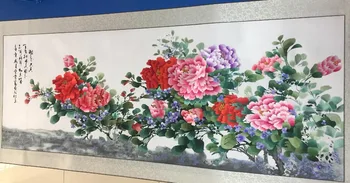 

Large size handmade peony silk embroidery art painting wall decor Suzhou Embroidery