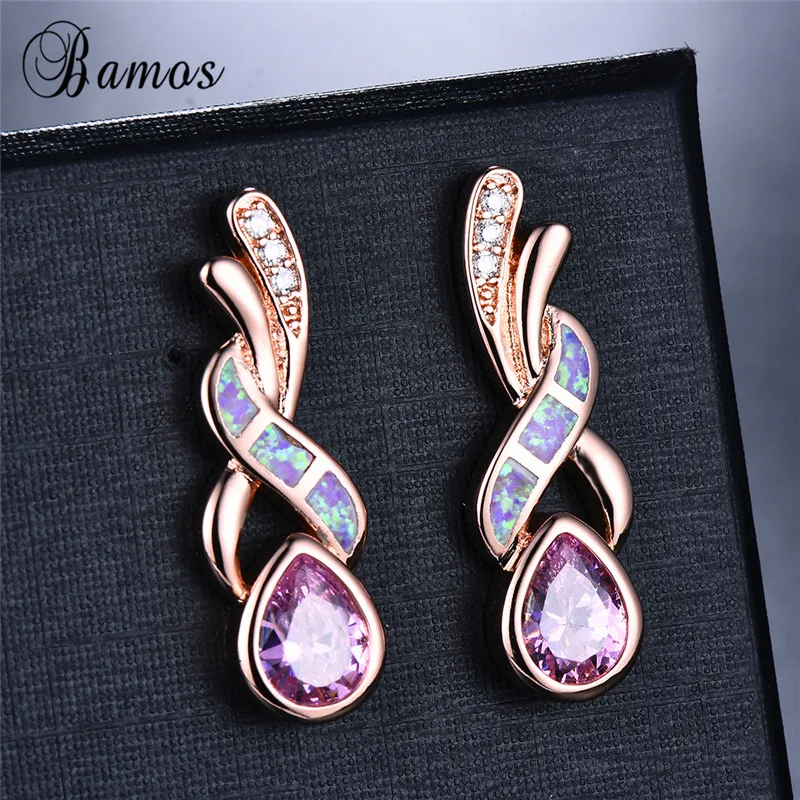 Bamos белый/синий/фиолетовый серьга из опалового стержня каплеобразные серьги для женщин девочек белый/однотонный цвет розовое золото ювелирные изделия в стиле "Бохо" лучшие подарки