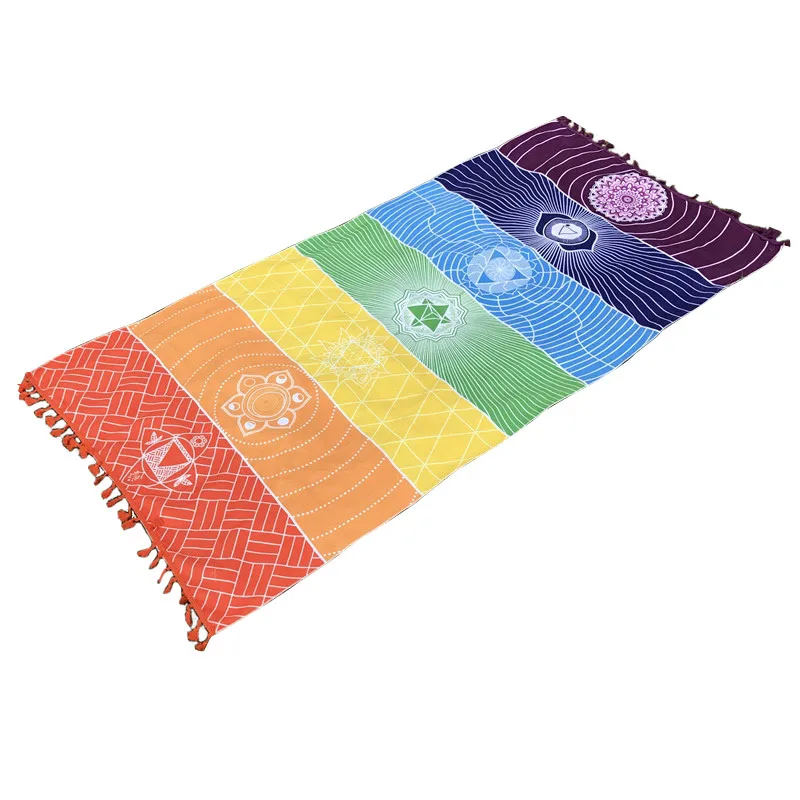 Богемная настенная индийская Мандала одеяло 7 цветной гобелен радужные полосы путешествия летнее пляжное полотенце Йога коврик - Цвет: a