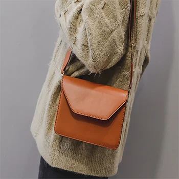 

Women Crossbody Bags Small Flaps Solid Color PU Leather Messenger Bags High Quality Simple Women Shoulder Bag