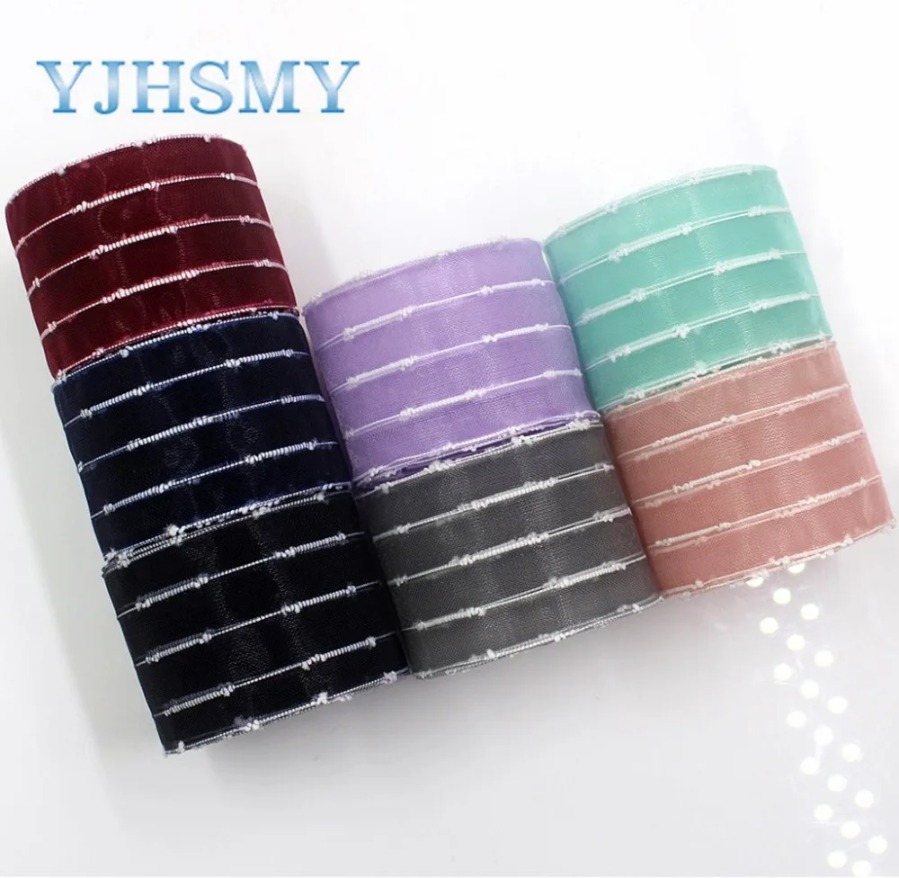 

YJHSMY I-181109-231,10yards/lot,38mm Solid color transparent yarn Ribbon, DIY handmade bow,gift wrap birthday wedding decoration
