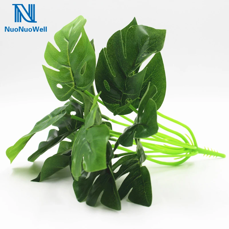 NuoNuoWell 12Heads Artificial Monstera Silk Leaf Fake Decoration