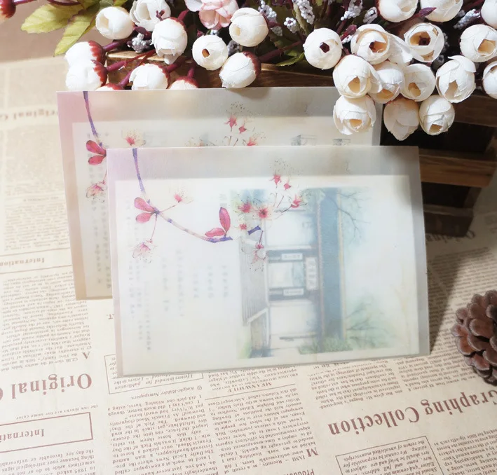 

5pcs BZNVN Chinese Style hazy translucent squid retro parchment paper envelopes Alice