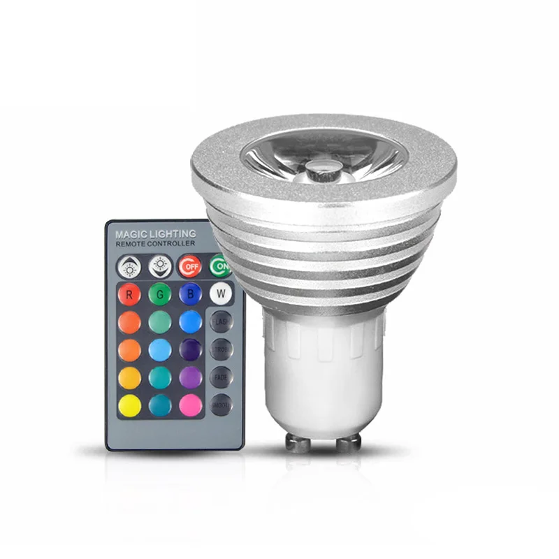 

1Pcs 85-265V 110V 220V 24 Keys Remote Controller Spotlight Bulb Decorative Night light 16 Colors Dimmable GU10 RGB LED lamp