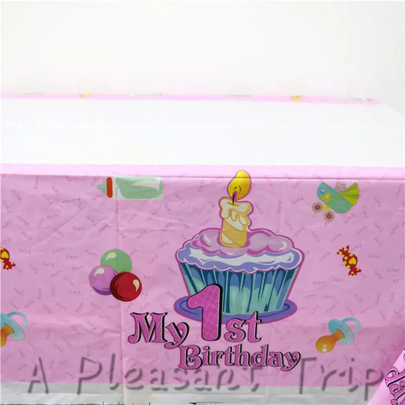 

108*180cm1ocs/lot 1st birthday set party supplies tablecloth theme party children happy birthday decorative theme party sepplies