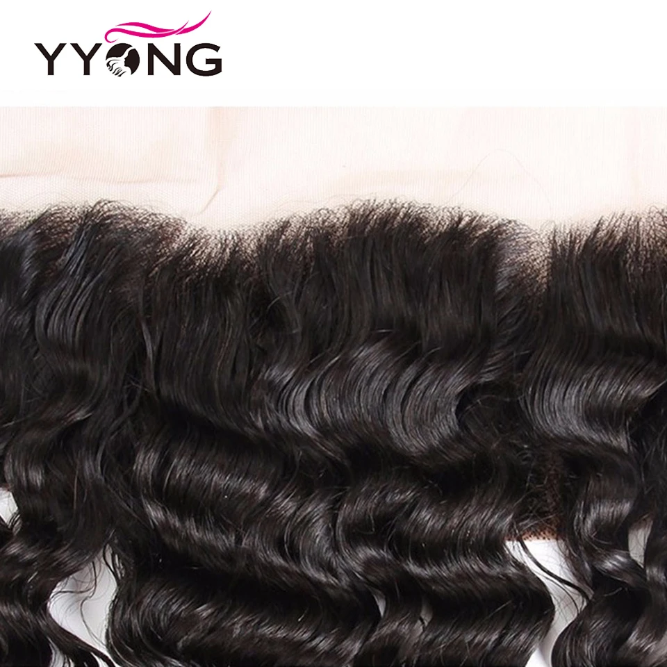 Yyong Brazilian Deep Wave Human Hair Lace Frontal Closure 13*4 Ear To Ear Free/Middle/Three Part Swiss Lace Remy Can Be Bleached