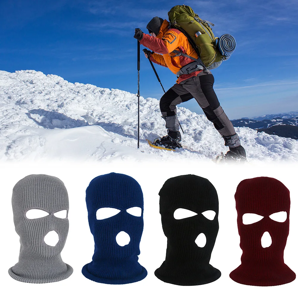 Теплая маска для зимних видов спорта на открытом воздухе, маска для мотоцикла, велосипедная маска для катания на лыжах, альпинизма, водонепроницаемая Балаклава с 3 отверстиями