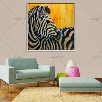 

Yellow Zebra Oil Painting by Pure Hand Painted Modern Animal Canvas Art Acrylic Paint Artwork Wall Mural for Home Decor