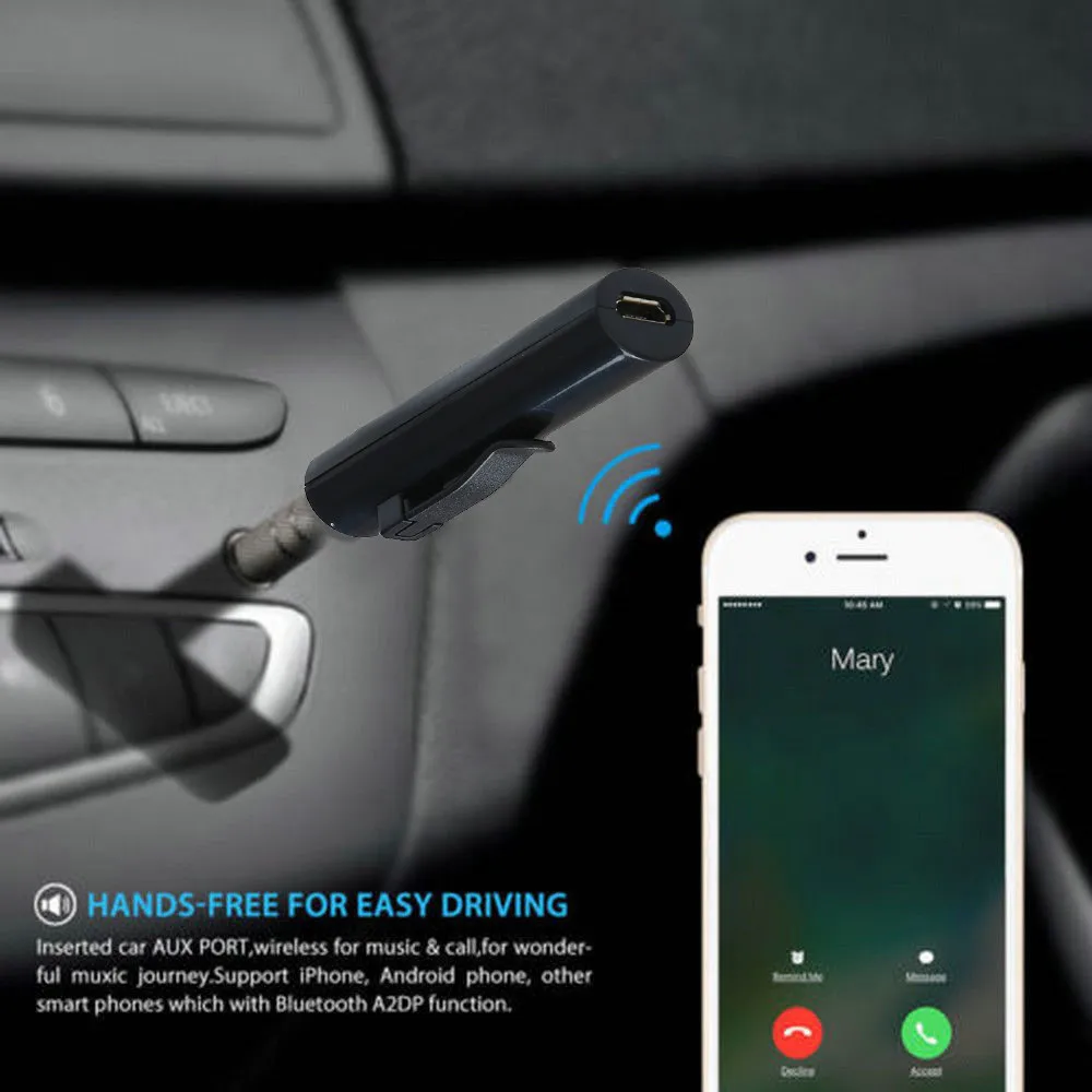Беспроводной портативный приемник Bluetooth адаптер Bluetooth 4,2 автомобильный вспомогательный беспроводной аудио адаптер 3,5 мм разъем для AUX аудио кабель