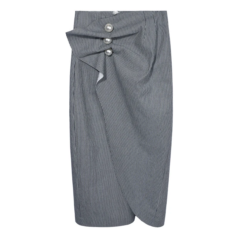 TWOTWINSTYLE, жемчужная юбка для женщин, с рюшами, в стиле пэчворк, в полоску, с высокой талией, необычные, длинные юбки-карандаш, лето, модная, элегантная