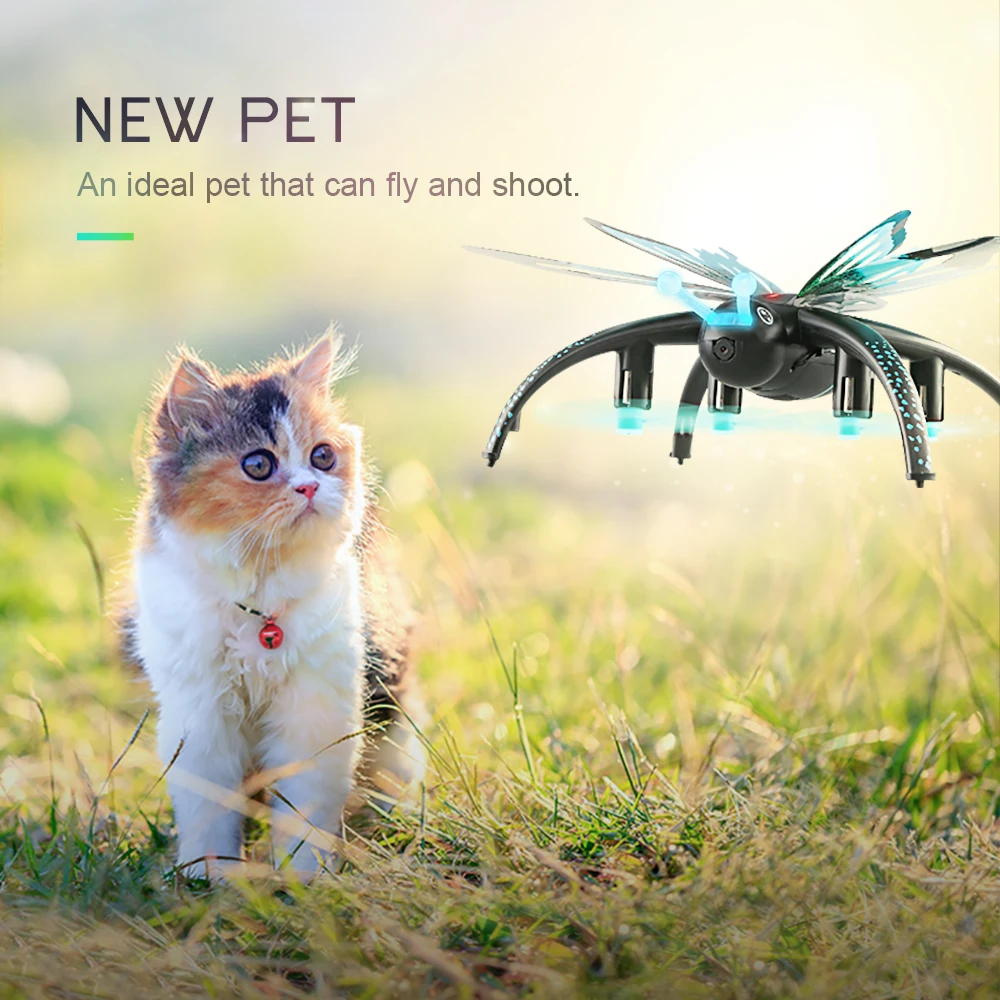 

New JJRC Micro Pocket Drone Voice Control Simulation Butterfly Aircraft 4CH Glowing Quadcopter with 480P Wifi Camera RTF RC Toy