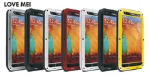 New Original Love Mei Powerful Case For samsung galaxy note 3 Waterproof Shockproof Aluminum Case Cover + Tempered Glass