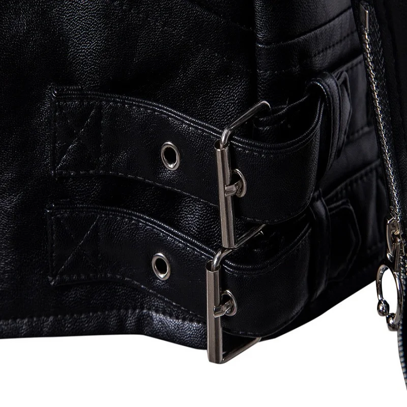 Leather Jacket Men's Black Large Size Leather Jacket Motorcycle Pilot PU Leather Jacket Fashion Men's Jacket M-5XL-B029