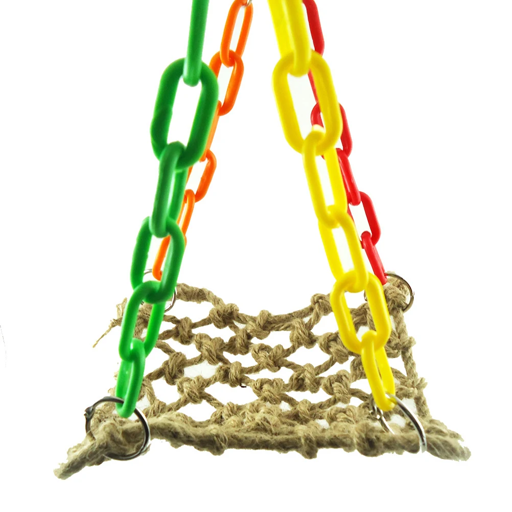 

Durable Parrot Swing Utility Nontoxic Soft Multipurpose Hemp Rope Climbing Net for Cockatoo Parrots Small Pets Birds