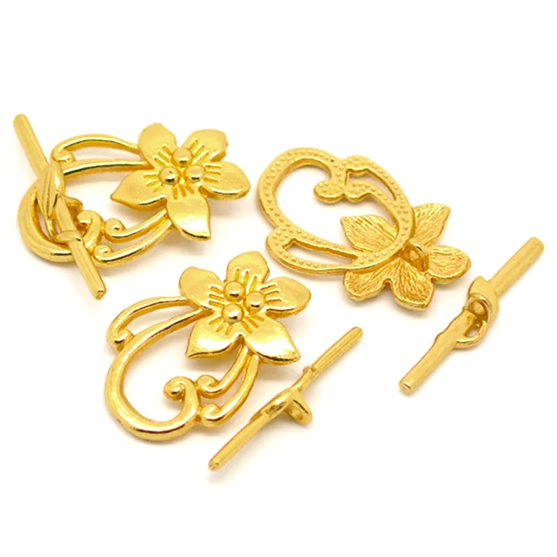 8Sets Gold Plated Lily Flowers Metal Toggle Clasps Jewelry Diy Making Findings 20x30mmtoggle