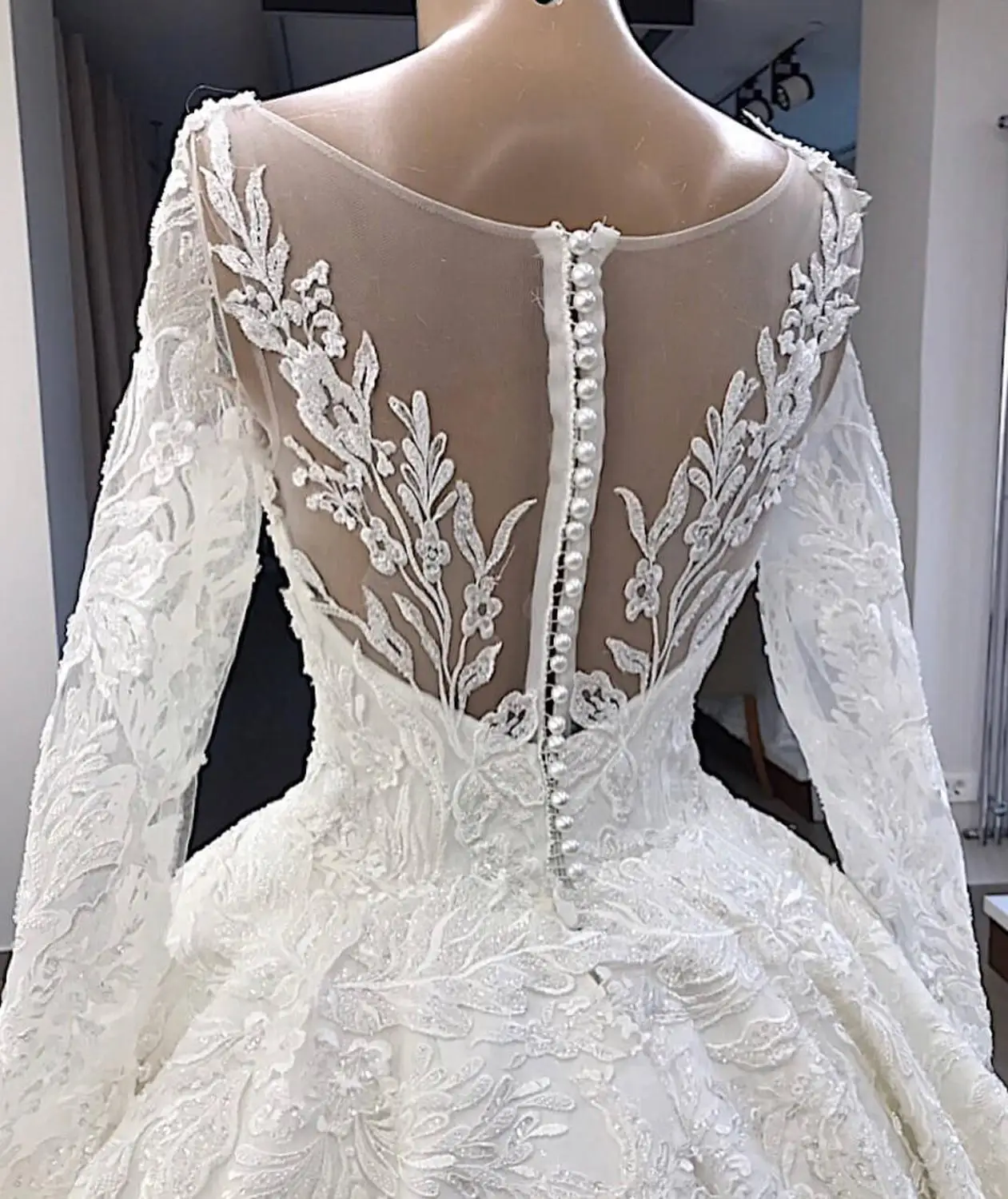 Vestido De Novia элегантные белые кружевные аппликации свадебное платье Иллюзия сзади длинный рукав свадебное платье плюс размер Gelinlik