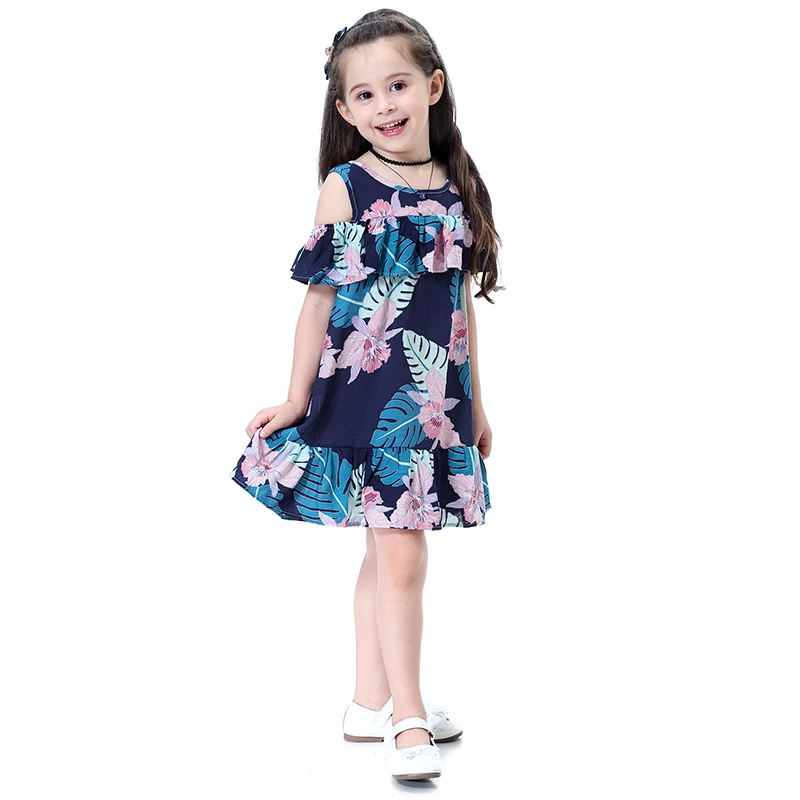 Flower Girls Dress 2019 New Summer Casual Kids Dresses for 2 3 4 5 6 7 8 Year Girls O-neck Off-The-Shoulder Children Clothing Flower Girls Dress 2019 New Summer Casual Kids Dresses for 2 3 4 5 6 7 8 Year Girls O-neck Off-The-Shoulder Children Clothing