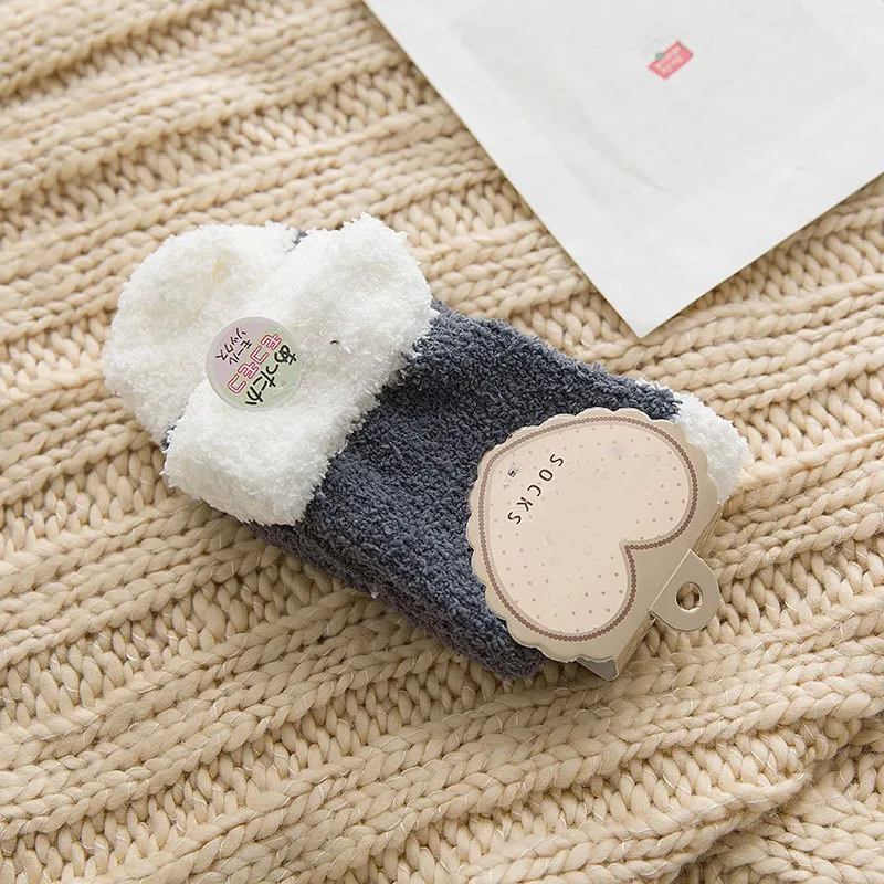 Японский Стиль взрослых осень-зима из кораллового флиса; домашние носки утолщенные теплые простой цветной женский носки-тапочки - Цвет: E